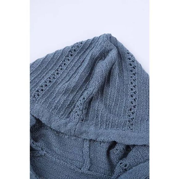 Sky Blue Combo Block Knit Hoodie - Picture 4 of 9